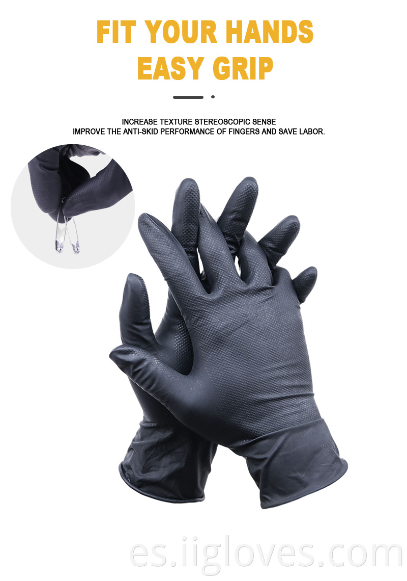 Diamond Black Advance Guantes de nitrilo desechables libres de polvo de 6 mil Duty Heavy Duty